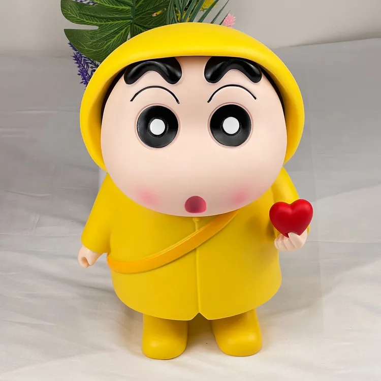 26cm黄色比心小新可存钱搪胶手办生日礼物可爱公仔蜡笔小新存钱罐