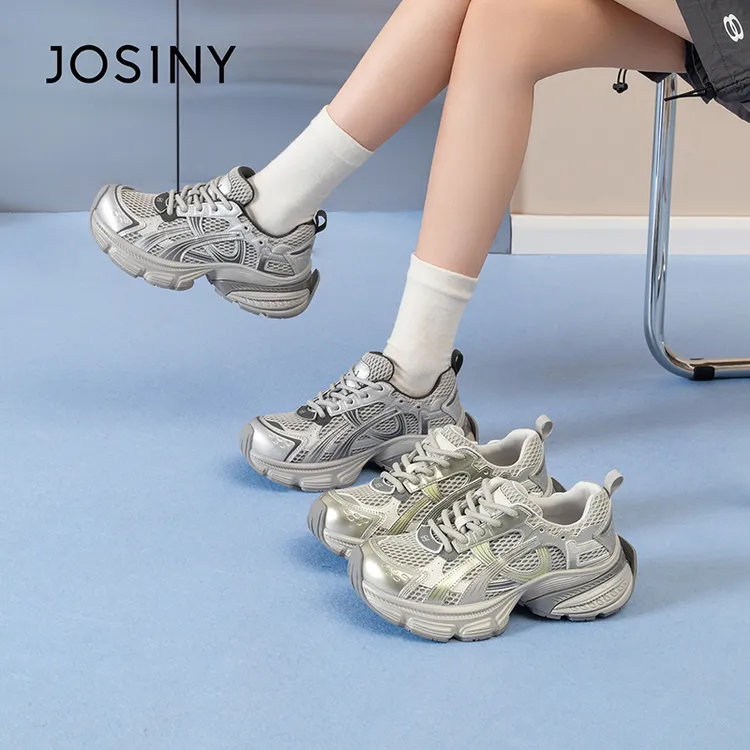 卓诗尼网面透气老爹鞋2025秋季新款厚底软底女士增高鞋562A23403