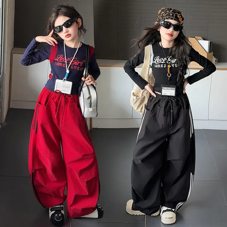 女童爵士舞演出服秋装2025新款儿童洋气舞蹈服炸街休闲工装裤套装