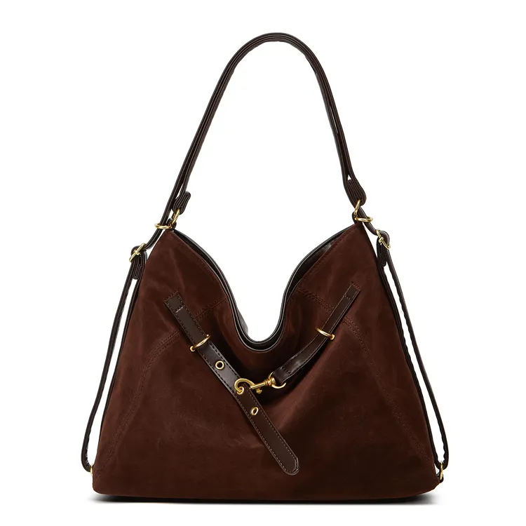 高品质复古时尚大容量麂皮绒面腋下托特包休闲慵懒百搭通勤单肩包