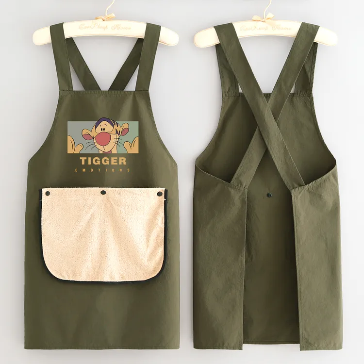 简约卡通防泼水围裙定制印字厨房做饭家用餐饮上班工作服轻薄速干