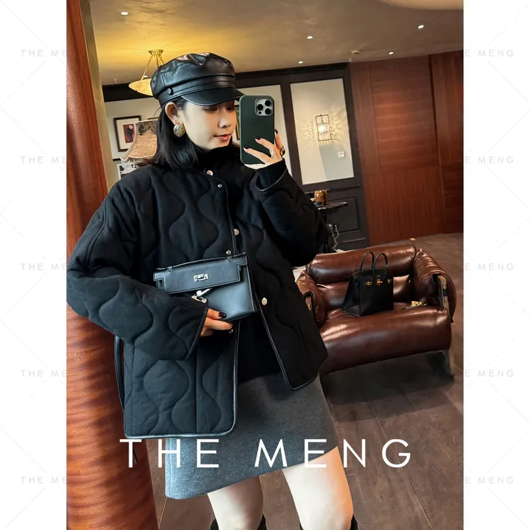 THE MENG【山岚】初剪羊毛绗缝皮织包边休闲棉服#M243N0059