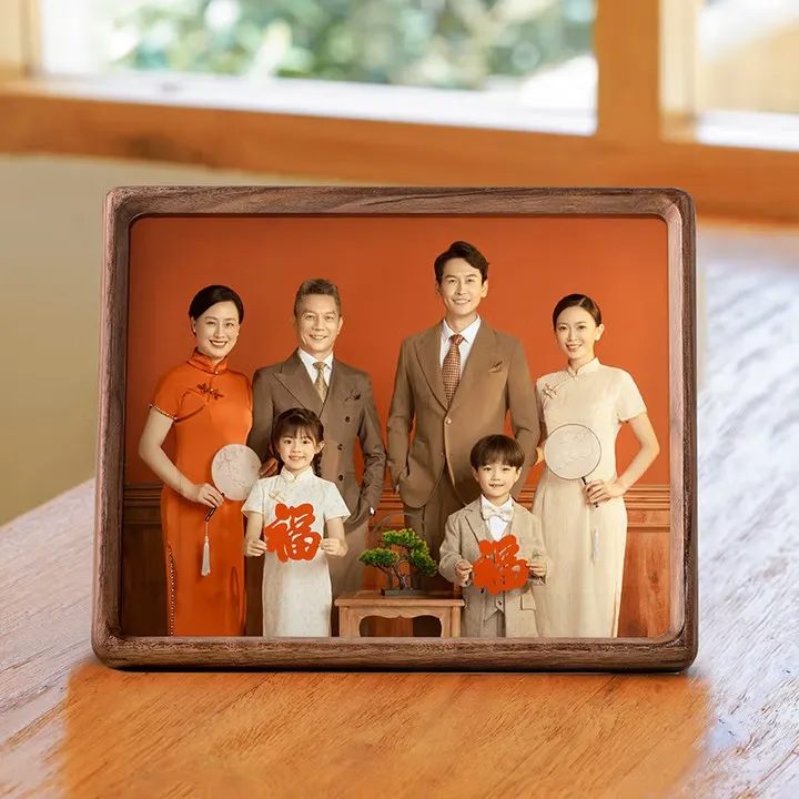 【免费洗照片】实木榫卯相框摆台全家福摆台定制相框装裱卧室客厅