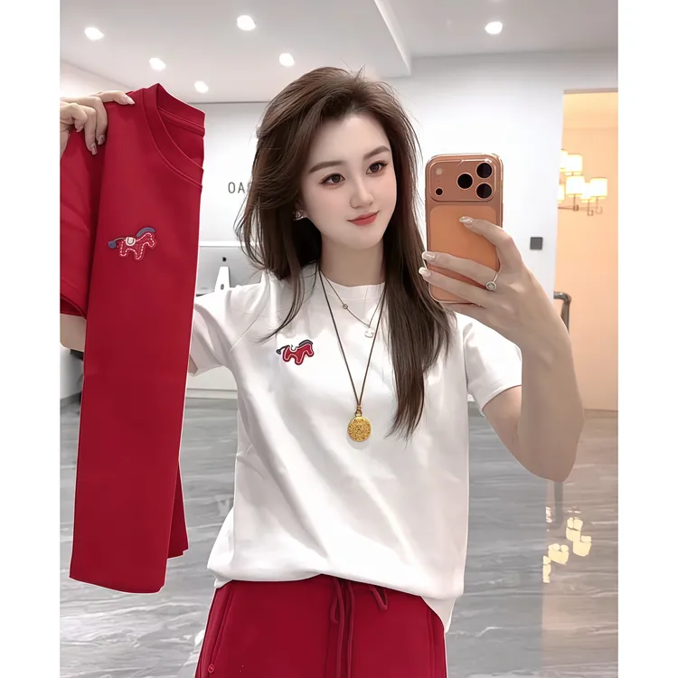 2026马上有钱纯棉短袖T恤女冬季新款百搭洋气白色休闲打底衫上衣