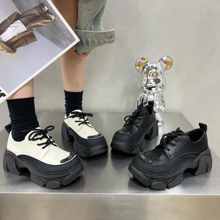 【万达撤柜】2025春季新款小皮鞋女英伦风真皮松糕厚底单鞋百搭