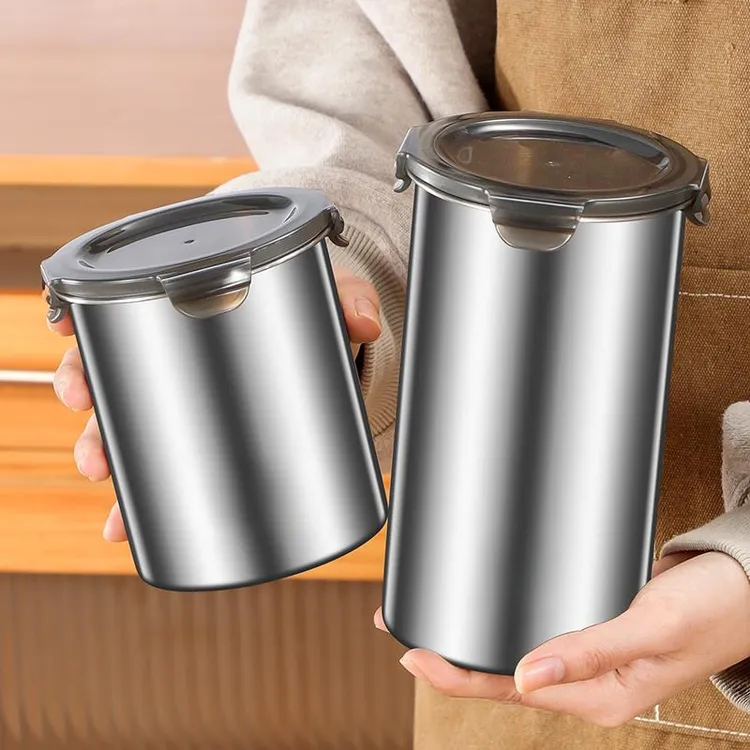 304不锈钢密封罐食品级茶叶咖啡豆保存罐家用厨房五谷杂粮储物罐