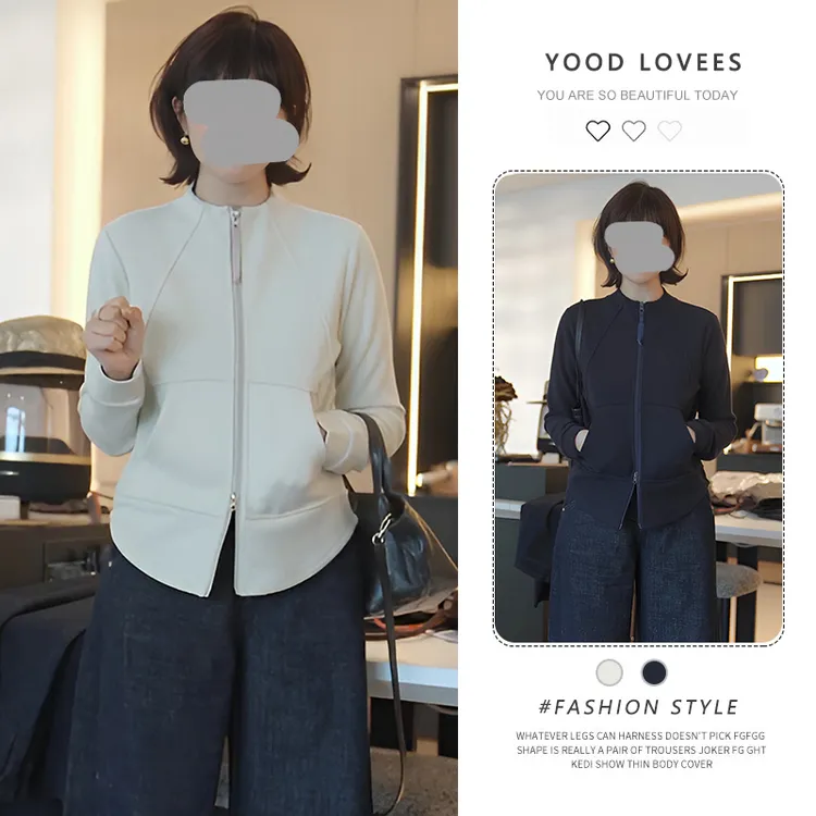 欧货小个子立领开衫女2025春秋新款设计感双拉链外套宽松百搭上衣