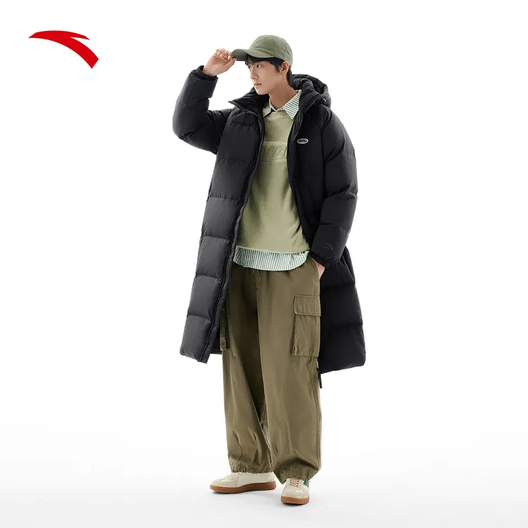 【降温补贴】安踏速暖长羽绒服防泼水男女同款火山岩保暖长款外套