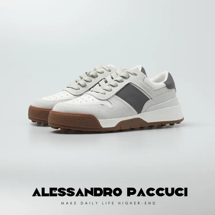 AP洛哥25132X 【哑雾运动鞋】牛皮+反绒系带拼色时尚百搭平底鞋