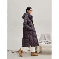 麻霖秋冬新品90白鹅绒加厚保暖文艺显瘦防泼水长款连帽羽绒服