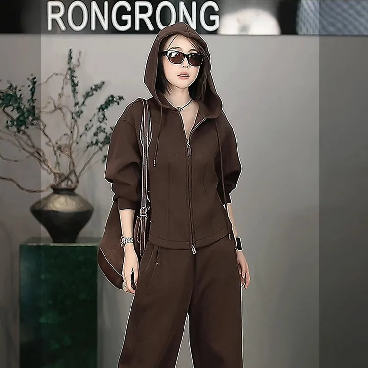 溶溶【静谧松弛】RONGRONG 双拉链简约运动风卫衣连帽外套2504H703