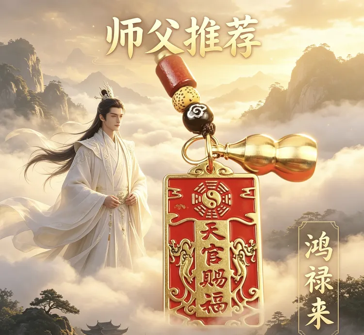 《老师推荐》天官赐福铜牌钥匙扣太岁化护身符福牌挂件