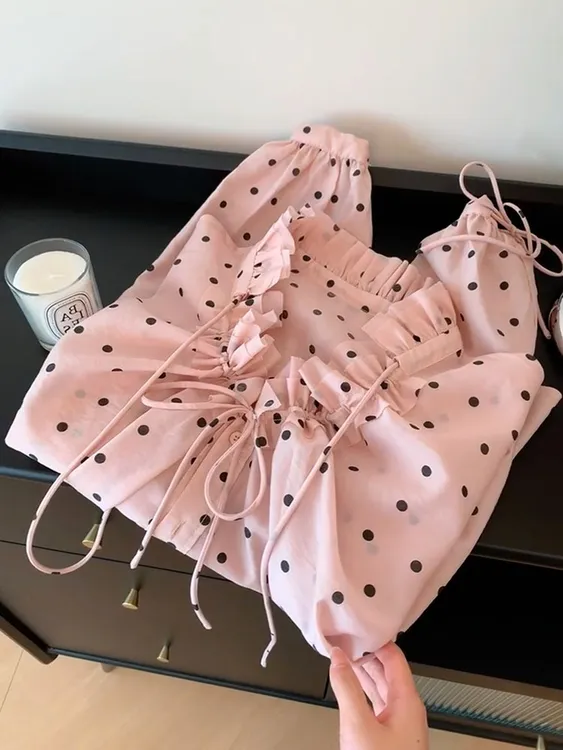 法式复古波点抽绳绑带衬衫女2025年春新款洋气减龄温柔风小众上衣