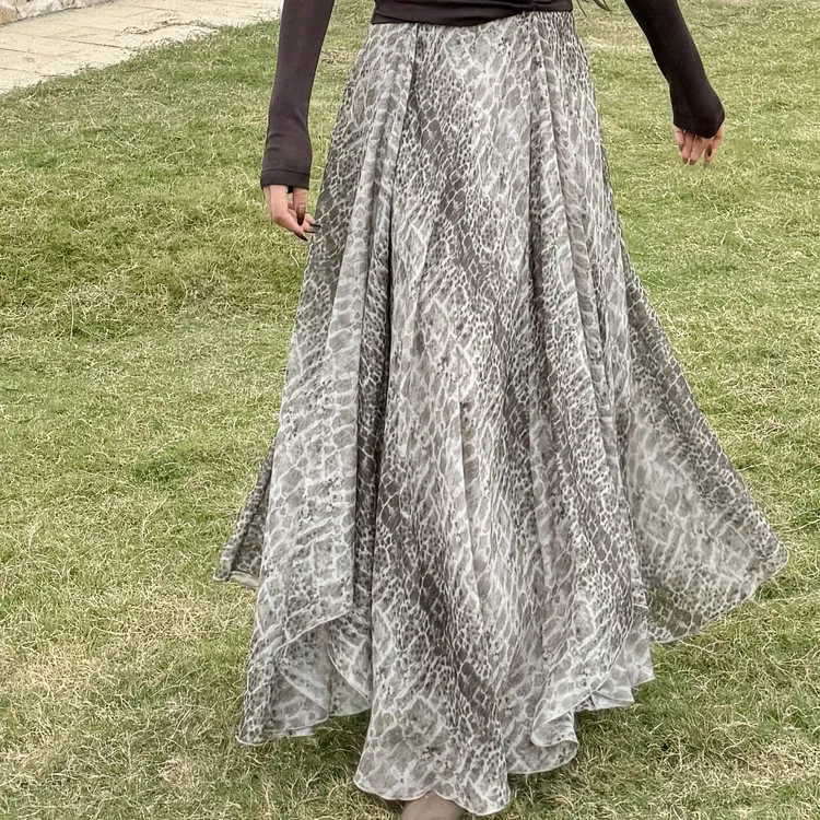 euri山河已秋丨双层100桑蚕丝丨超大裙摆真丝鳞纹半身裙-MY6282