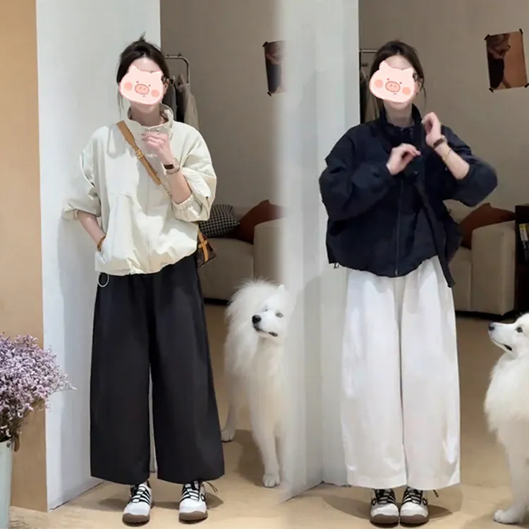 2025年秋季新款穿搭一整套时尚百搭设计上衣外套搭配宽松阔腿裤女