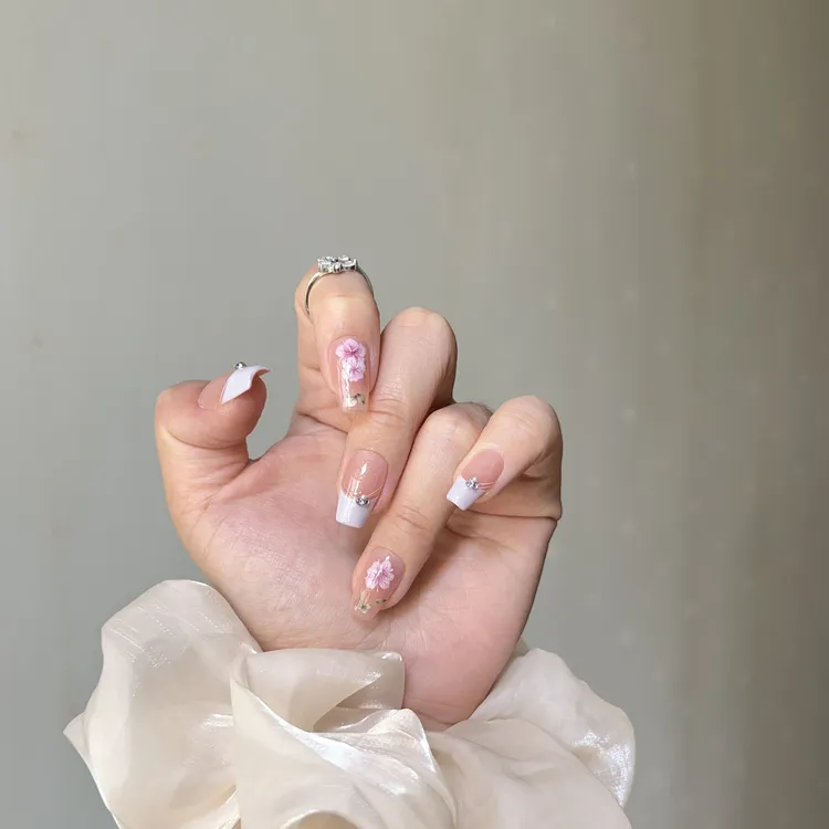 【实拍87】高级感紫色法式美甲甲片纯手工穿戴甲显白指甲贴片中长款