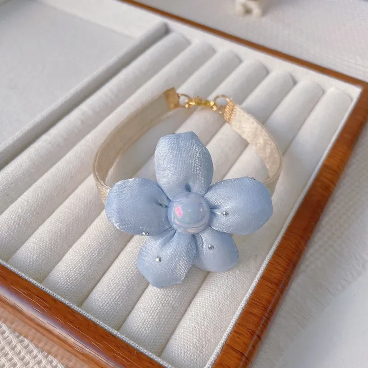 福利款no退no换，6-10斤，25-30cm，宠物布艺手工珍珠花朵项圈