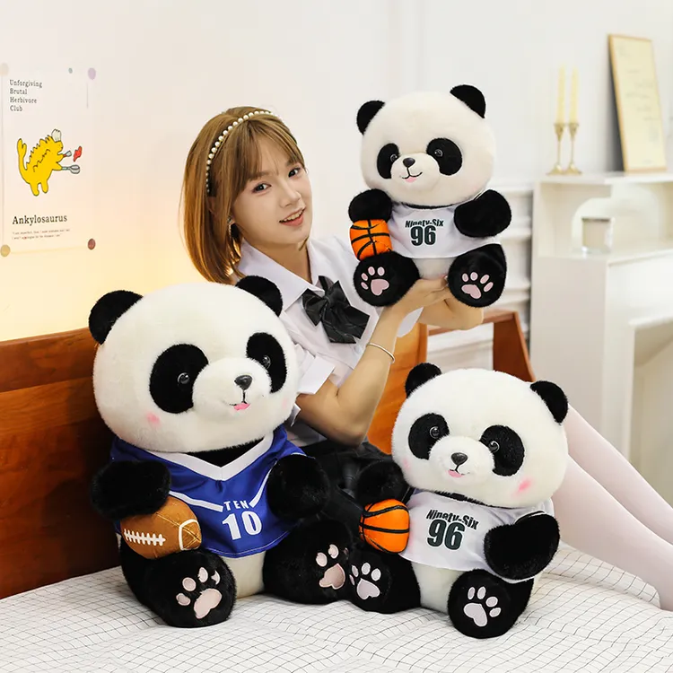 新款可爱网球熊猫毛绒玩具公仔布娃娃儿童安抚玩偶熊猫女生日礼物