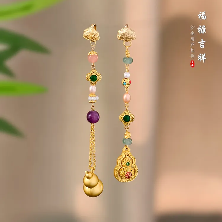 合金胸针 中国风如意招财可旋转葫芦挂件吊坠女旗袍压襟汉服配饰