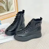 3220    新款时尚百搭厚底系带马丁靴加绒
