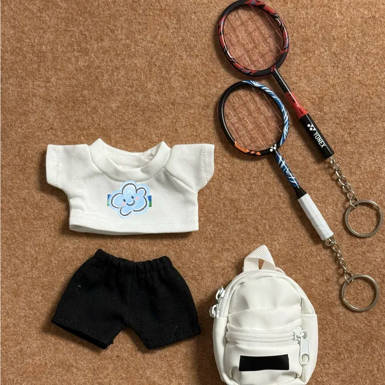 迷你羽毛球娃衣套装mini羽毛球拍球包挂件配饰100zz挂件娃娃礼物