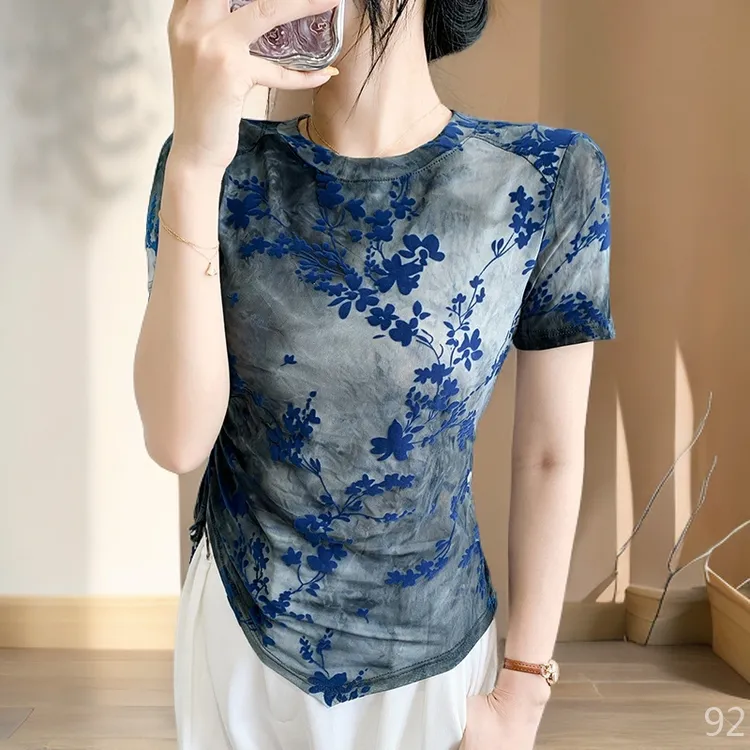 时髦小衫女人味套头衫短袖上衣女款爆款2025新款洋气衣服网红半袖