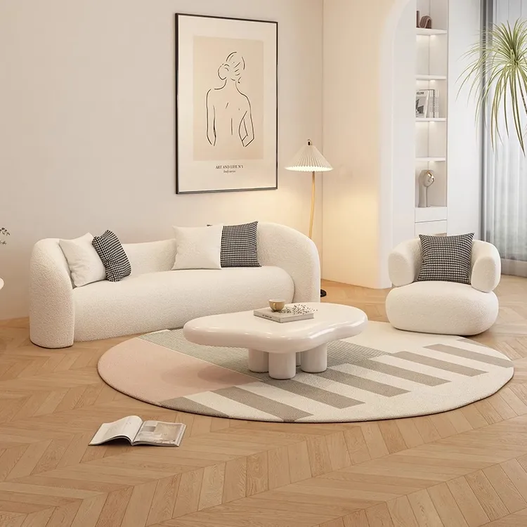 奶油风布艺家用小户型客厅服装店美容院接待会客休息接待网红沙发