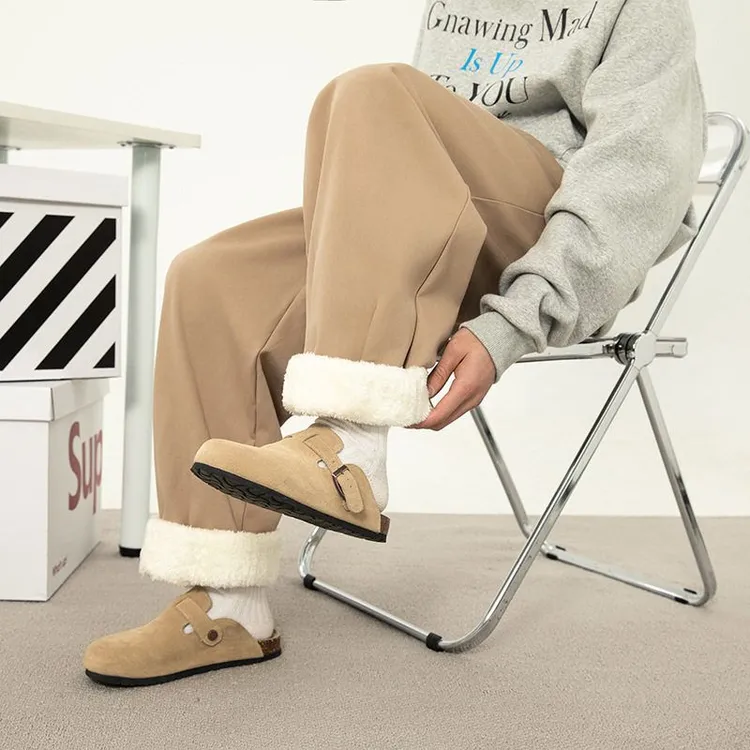 加绒加厚质感休闲裤秋冬新款打褶设计垂感长裤日系宽松抽绳卫裤