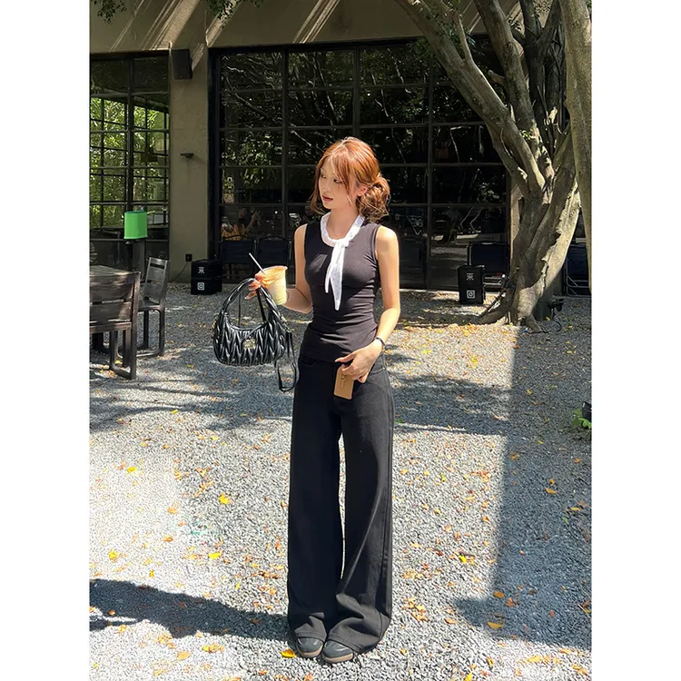 不贴腿低腰阔腿牛仔裤女2025秋季新款简约显瘦显腿长垂感拖地裤