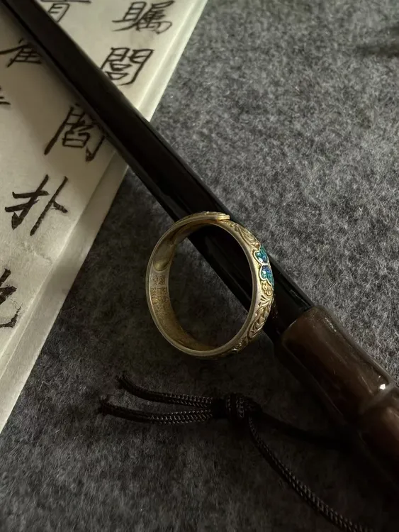 非金属珐琅戒指 个性复古宫廷蓝色活口民族风手工珐琅原创设计