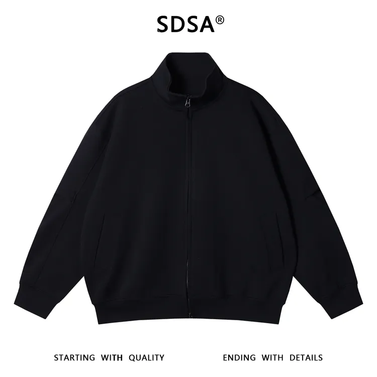 SDSA男士秋冬新款痞帅男装运动风纯色拉链立领卫衣宽松百搭外套