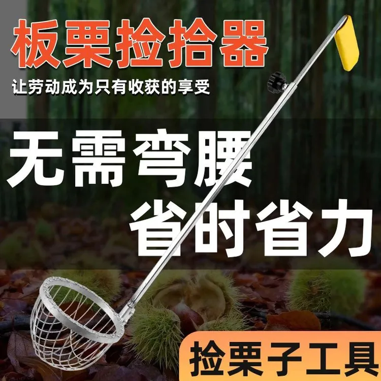 捡板栗神器捡拾不锈钢可伸缩杆捡果子捡栗子农用工具收集器免弯腰