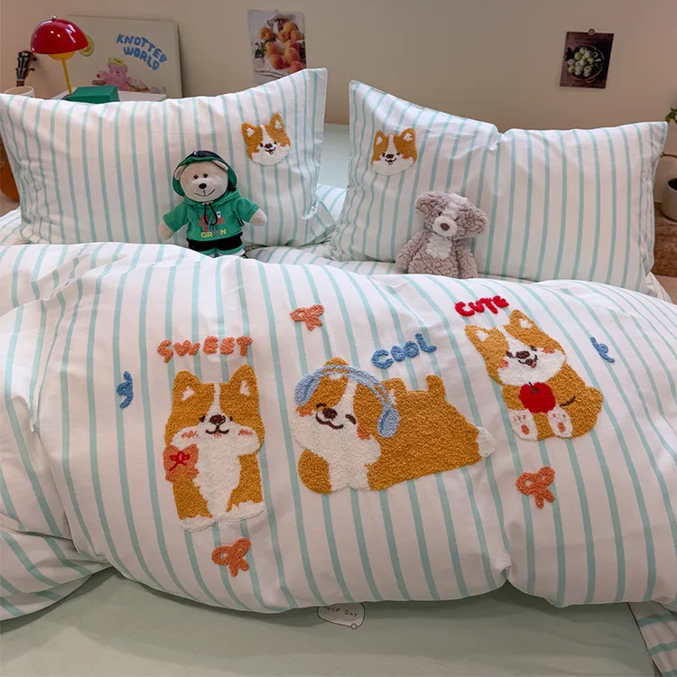 【朵罗塔】可爱柯基床上四件套纯棉100%全棉2025新款被套床单床笠款