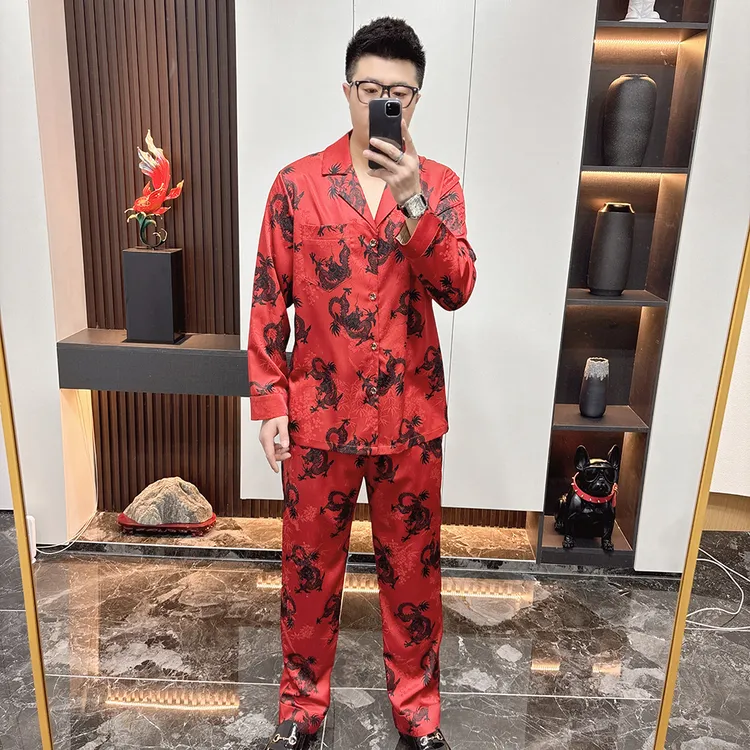 《特价XL》红色长袖长裤秋款可外穿家居服套装