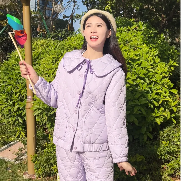 【星夜童话】韩蜜蜜小个子睡衣女爆款新款可爱娃娃领三层夹棉家居服