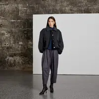 晶咕黑标羊毛短款撞色编织小香风翻领设计宽松上衣JGTM202210027