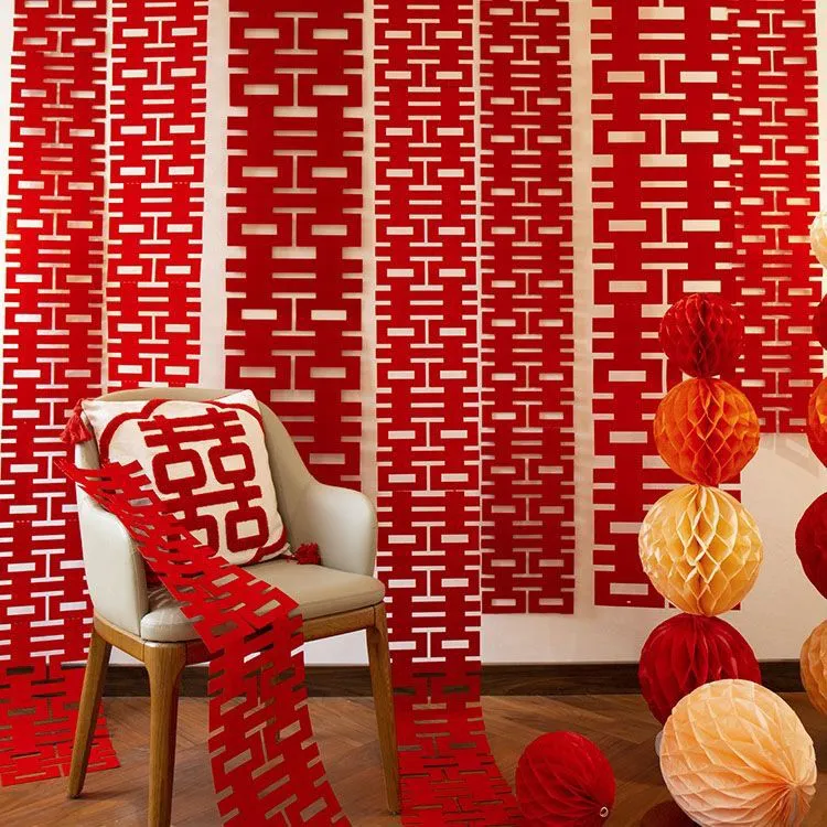 套装结婚专用喜字长条装饰品喜字挂件装扮装饰窗帘拉花客厅挂饰品