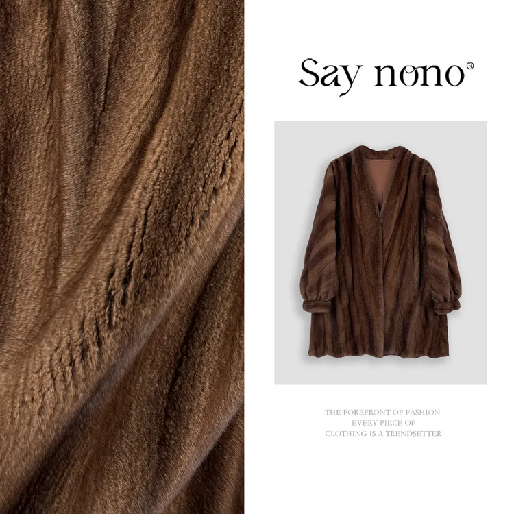 懒猫nono│Saynono 进口水貂花瓣设计感中长款皮草外套 SD23068