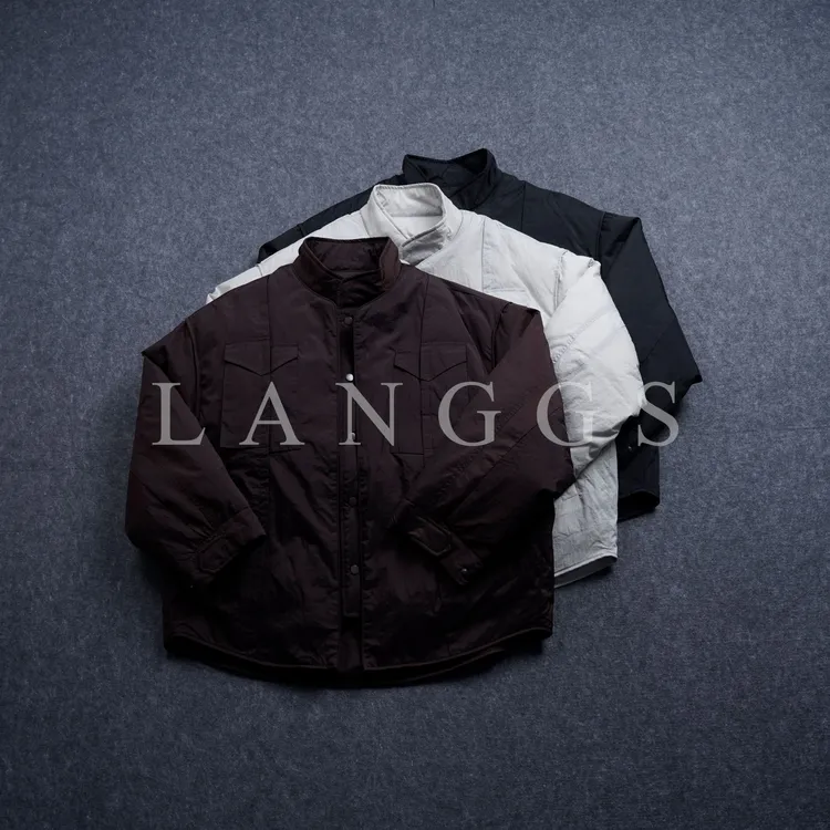 LANGGS&浪叔 25冬季轻薄立领假两件90白鸭绒羽绒服-68111