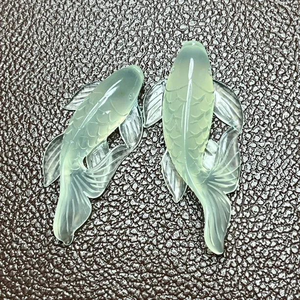 天然岫玉手工雕刻锦鲤88一个
