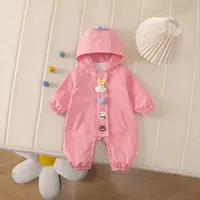 春秋新款女宝长袖卡通连帽哈衣长爬春秋爬服萌宠卡通连帽哈衣