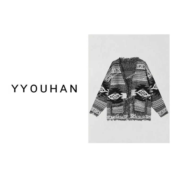  YYOUHAN 2025新款针织衫复古提花设计感流苏毛衣外套 2409B4281