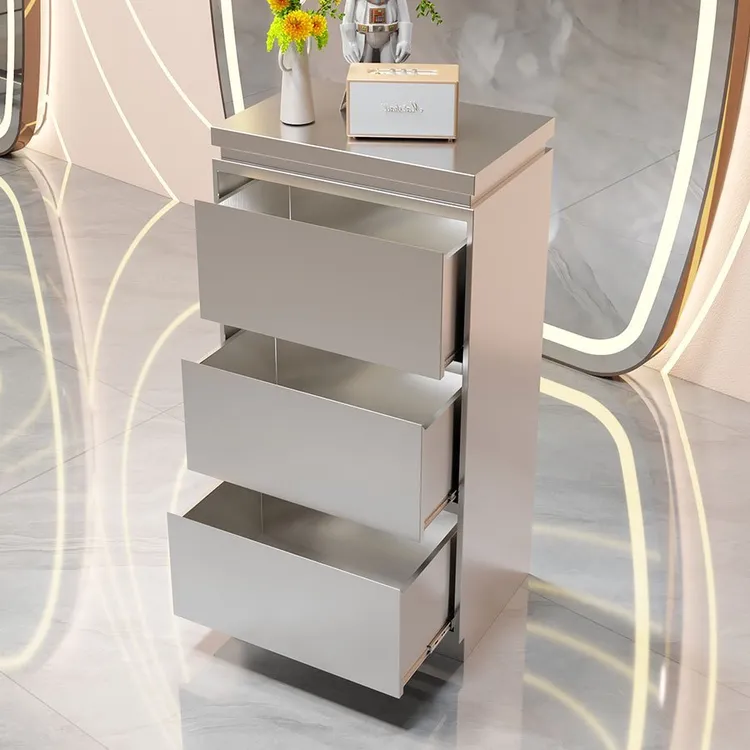 不锈钢美发工具柜子发廊专用工具台收纳储物柜带抽屉理发店工具柜