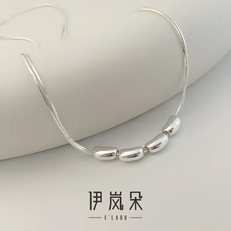 坠链均925银 伊岚朵【设计师】转运珠项链｜双层四颗银豆大码蛇骨链