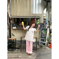 火火火【别致花边】韩版宽松小众阔腿裤松紧腰裤子K35541HH52