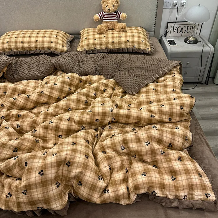 四件套纯棉床上用品南通家纺牛奶绒被套100全棉加厚床单床品冬季