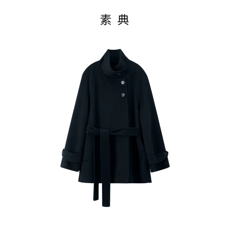 素典【冬日大衣】100绵羊毛复古双面呢子大衣女秋冬毛呢外套5372