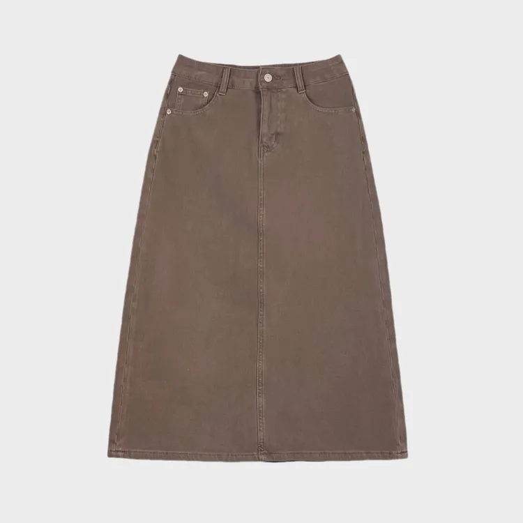 暮光三色复古夏季四面弹简约遮胯显瘦后开叉A字半身裙