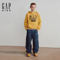 Gap男童2025秋季新款LOGO抓绒套头连帽衫儿童装卫衣美版DR817627