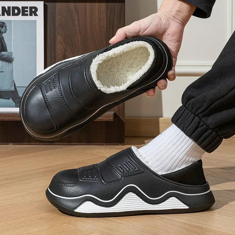 冬季包头拖男士棉鞋居家棉拖鞋男厚底新款室内保暖鞋加绒棉拖鞋女